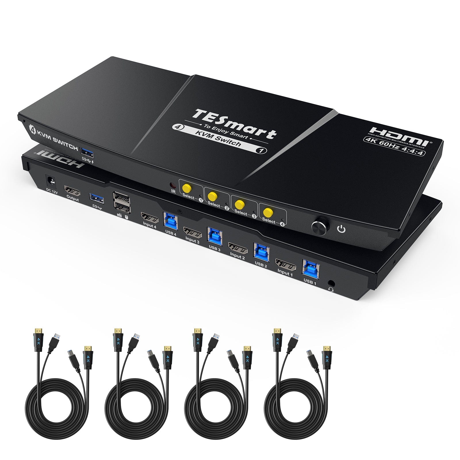 4 Port KVM Switch Kit HDMI 4K60Hz with USB 3.0 Docking Station, 4 PCs 1  Monitor