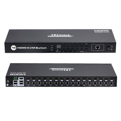 16 Port HDMI KVM Switch 4K30Hz Support RS232/LAN