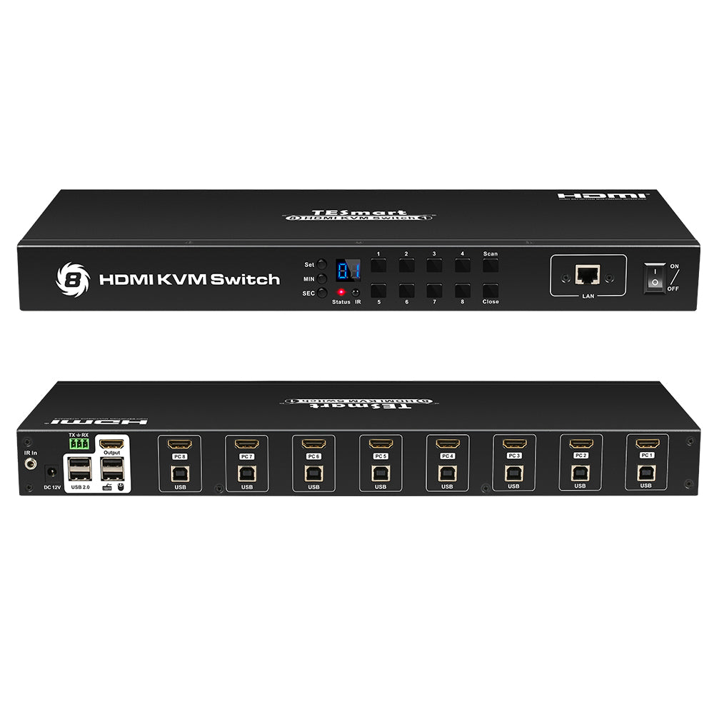 8 Port HDMI KVM Switch 4K30Hz Support RS232/LAN