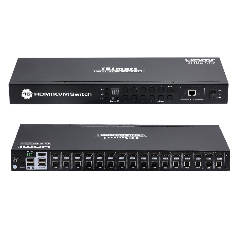 16 Port HDMI KVM Switch with 4K60Hz,RS232/LAN Control