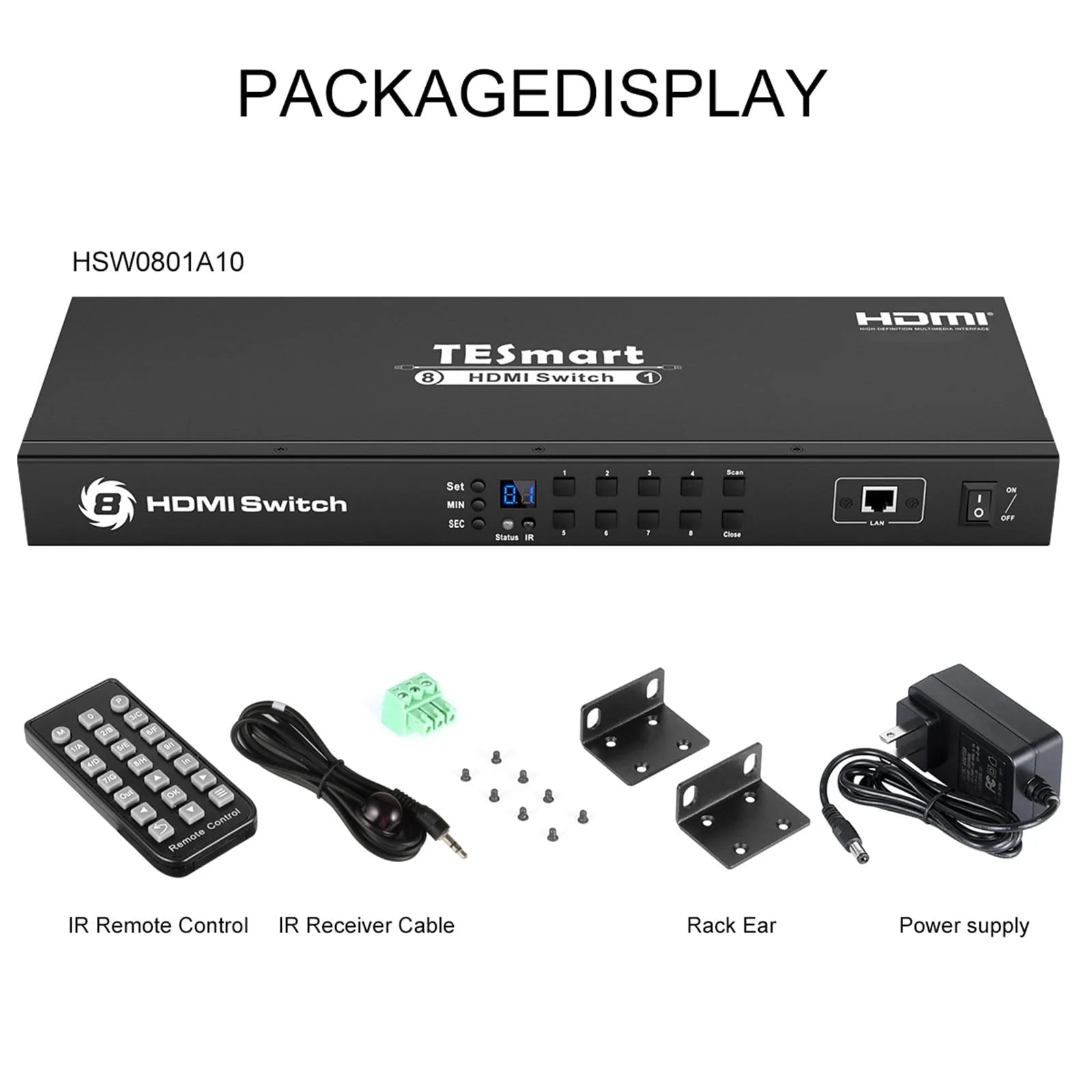 8 Port HDMI Switch 4K Rackmount,RS232/LAN, HDCP-TESmart