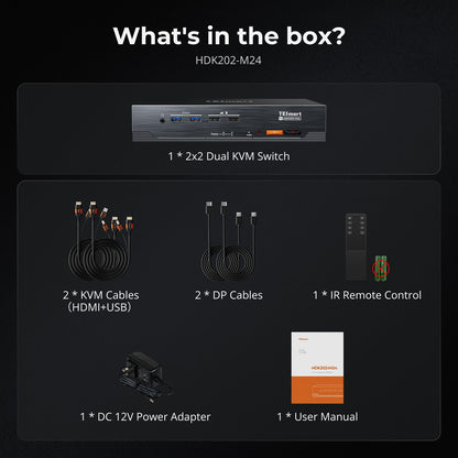 TESmart HDK202-M24-USBK HDMI 2.1 &amp; DP 1.4 Dual 4K144Hz KVM Switch Gaming Dock for 2 PCs &amp; 2 Monitors, w/ ADI Chip, EDID, VRR, FVA, ALLM, and Dynamic HDR 10652805090747 HDMI 2.1 &amp; DP 1.4 Dual 4K144Hz VRR KVM Dock for 2 PCs &amp; 2 Monitors, ADI Chip, EDID, HDR US Plug