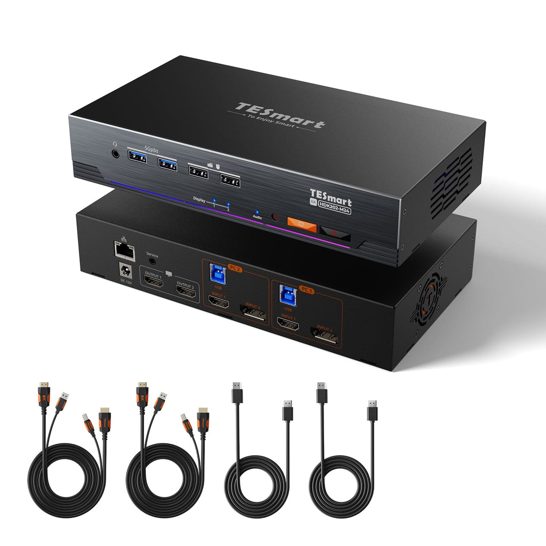 TESmart HDK202-M24-USBK HDMI 2.1 &amp; DP 1.4 Dual 4K144Hz KVM Switch Gaming Dock for 2 PCs &amp; 2 Monitors, w/ ADI Chip, EDID, VRR, FVA, ALLM, and Dynamic HDR 10652805090747 HDMI 2.1 &amp; DP 1.4 Dual 4K144Hz VRR KVM Dock for 2 PCs &amp; 2 Monitors, ADI Chip, EDID, HDR US Plug