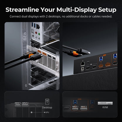 TESmart HDK202-M24-USBK HDMI 2.1 &amp; DP 1.4 Dual 4K144Hz KVM Switch Gaming Dock for 2 PCs &amp; 2 Monitors, w/ ADI Chip, EDID, VRR, FVA, ALLM, and Dynamic HDR 10652805090747 HDMI 2.1 &amp; DP 1.4 Dual 4K144Hz VRR KVM Dock for 2 PCs &amp; 2 Monitors, ADI Chip, EDID, HDR US Plug