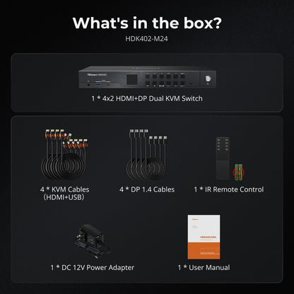 TESmart HDK402-M24-USBK HDMI 2.1 &amp; DP 1.4 Dual 4K144Hz KVM Switch Gaming Dock for 4 PCs &amp; 2 Monitors, w/ ADI Chip, EDID, VRR, FVA, ALLM, and Dynamic HDR 10652805090808 HDMI 2.1 &amp; DP 1.4 Dual 4K144Hz VRR KVM Dock for 4 PCs &amp; 2 Monitors, ADI Chip, EDID, HDR