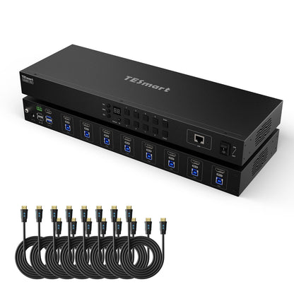 TESmart HDMI KVM Switcher Upgraded 8 Port HDMI KVM Switch with USB 3.0 (5Gbps), 4K60Hz, and RS232/LAN Control HDMI KVM switch 8 port 4K60Hz Autoscan, Rackmount, RS232 TESmart