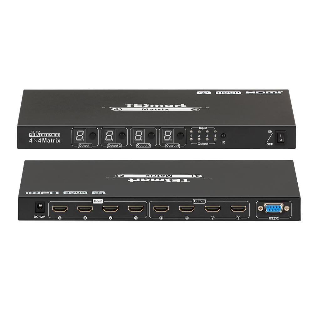 4x4 4K HDMI Matrix Switch with RS232 and Quad Multi-Viewer