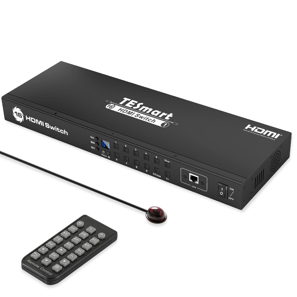 TESmart 16 Port HDMI Switch 4K UHD 3840x2160@60Hz HDMI Switcher Box with  RS232 LAN Port Support HDCP 2.2